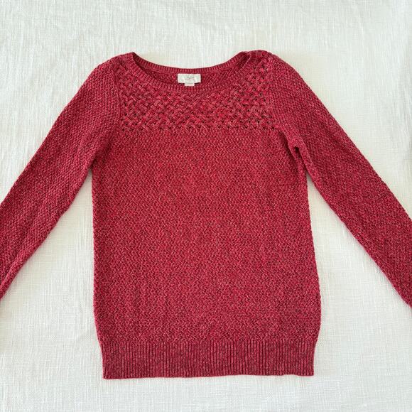 Ann Taylor LOFT Holiday Knit Sweater – 100% Cotton – Red Heather – Size Small - Picture 13 of 14